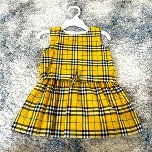 Burberry baby girl yellow nova check dress 12-18 months beautiful condition!